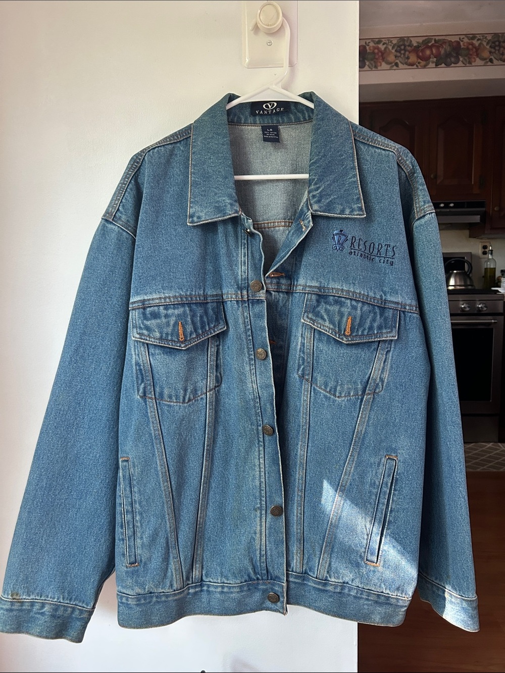 Vantage || Resorts Denim Jacket in Light Blue